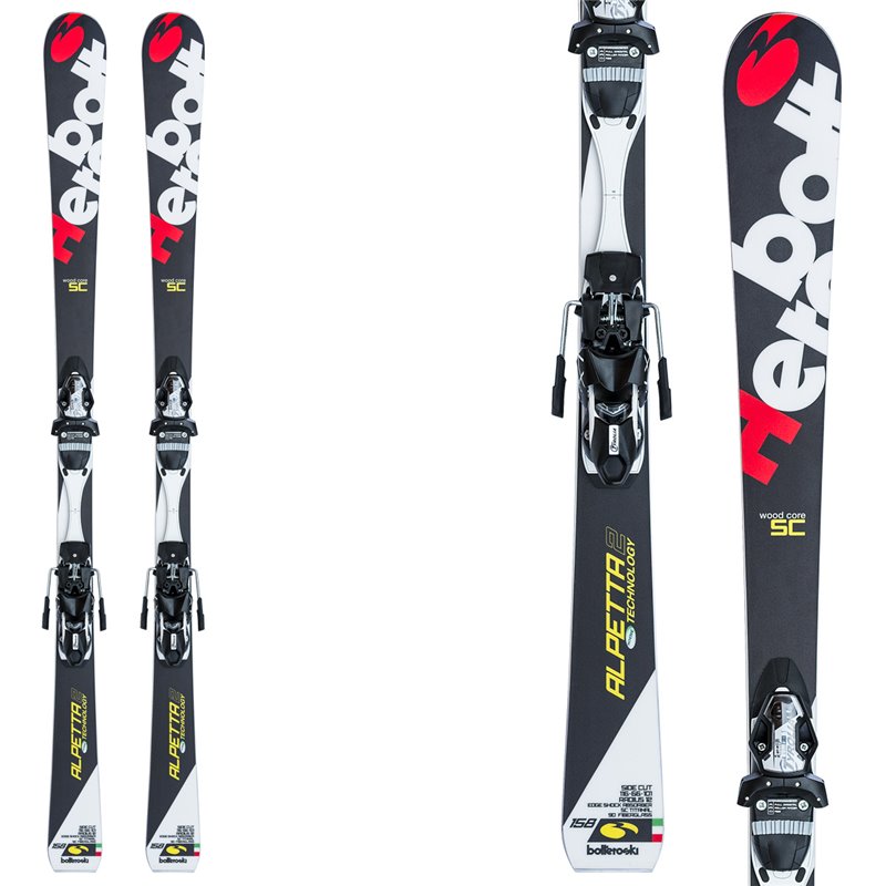 Sci Bottero Ski Alpetta 2 + piastra Vist Wc Caso Air + attacchi Tyrolia Lx 12 (Colore: nero-rosso, Taglia: 158)