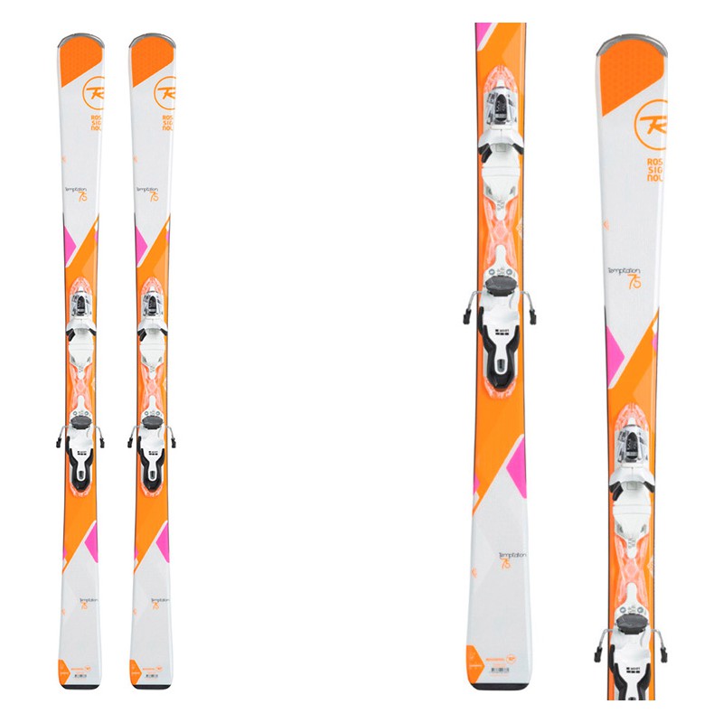 Sci Rossignol Temptation 75 + attacchi Xpress W 10 B83 (Colore: bianco-arancio-rosa, Taglia: 144)