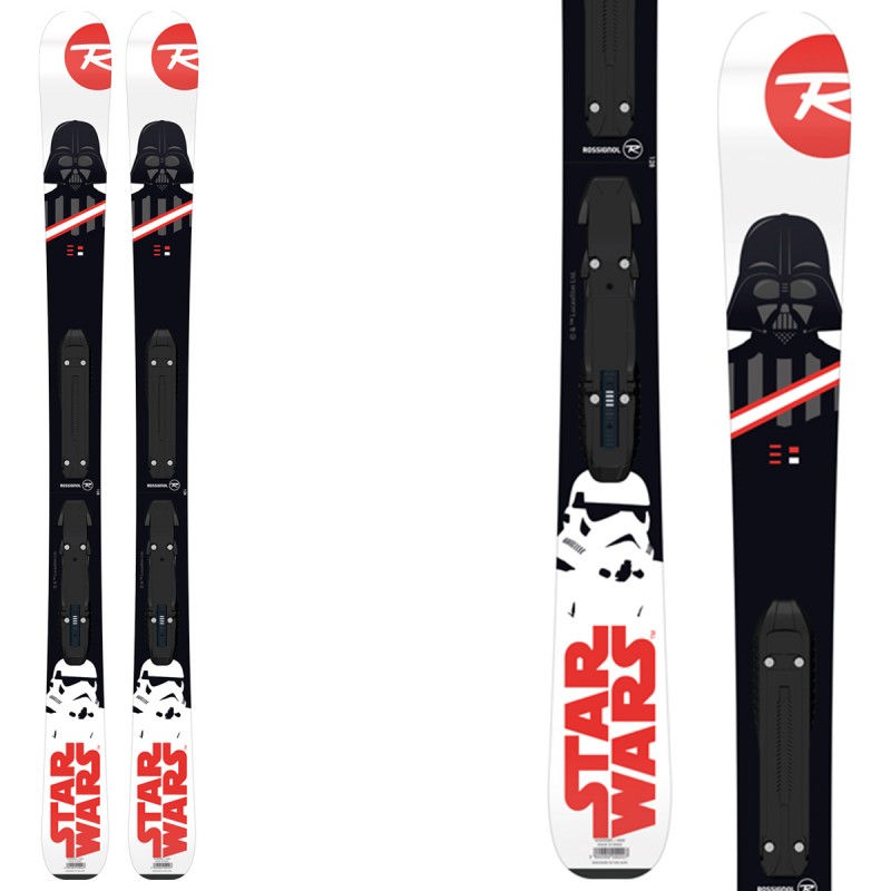 Sci Rossignol Star Wars + attacchi Kid-X 4 B76 (Colore: bianco-nero, Taglia: 128)