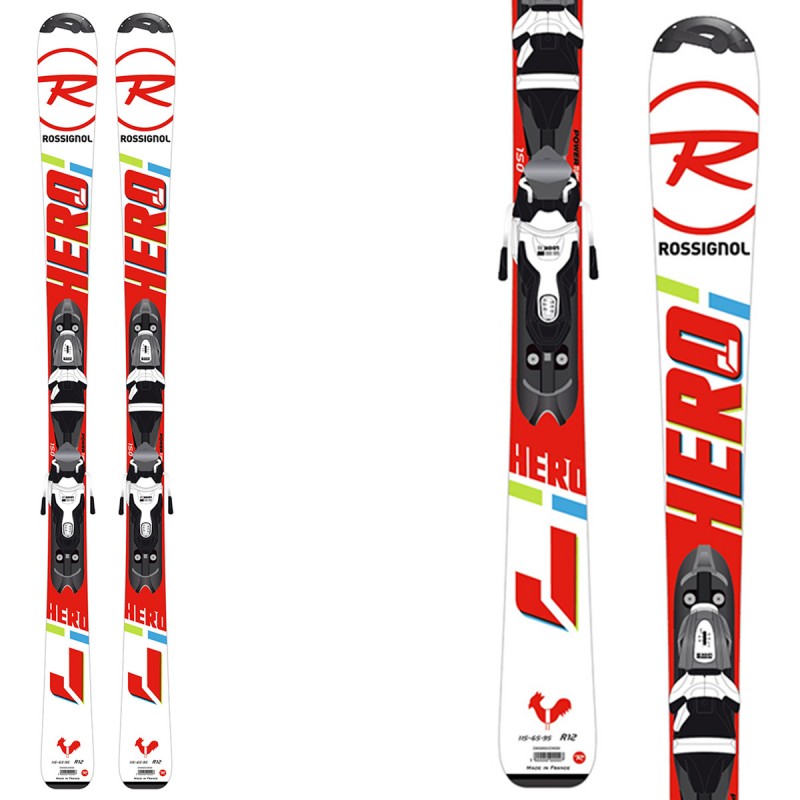Sci Rossignol Hero Jr 130-150 + attacchi Xpress Jr 7 B73 (Colore: rosso-bianco, Taglia: 140)