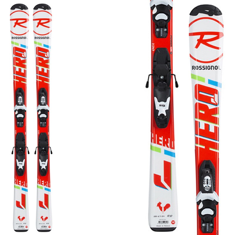 Sci Rossignol Hero Jr 100-130 + attacchi Kid-x 4 B76 (Colore: rosso-bianco, Taglia: 120)