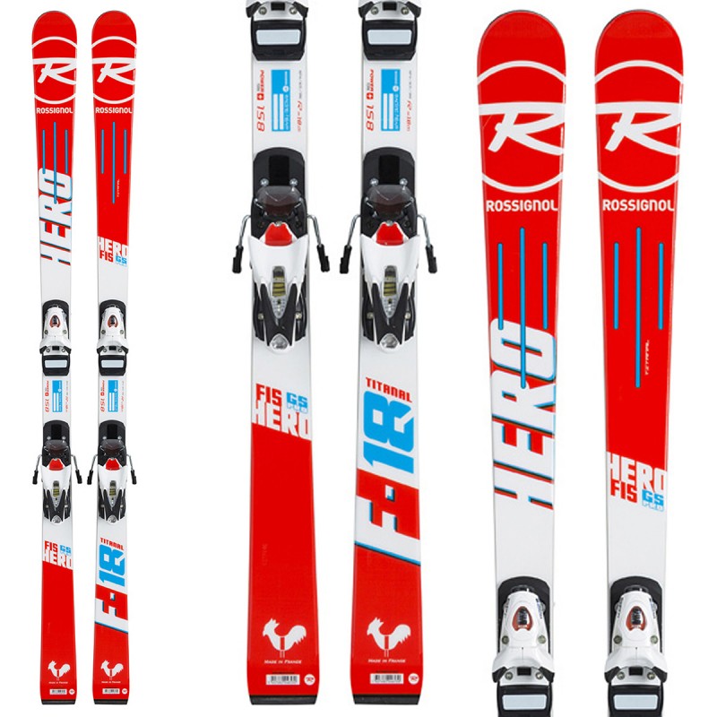 Sci Rossignol Hero Fis GS Pro (R20 Pro) + attacchi Spx10 Rockerflex (Colore: rosso-bianco, Taglia: 165)
