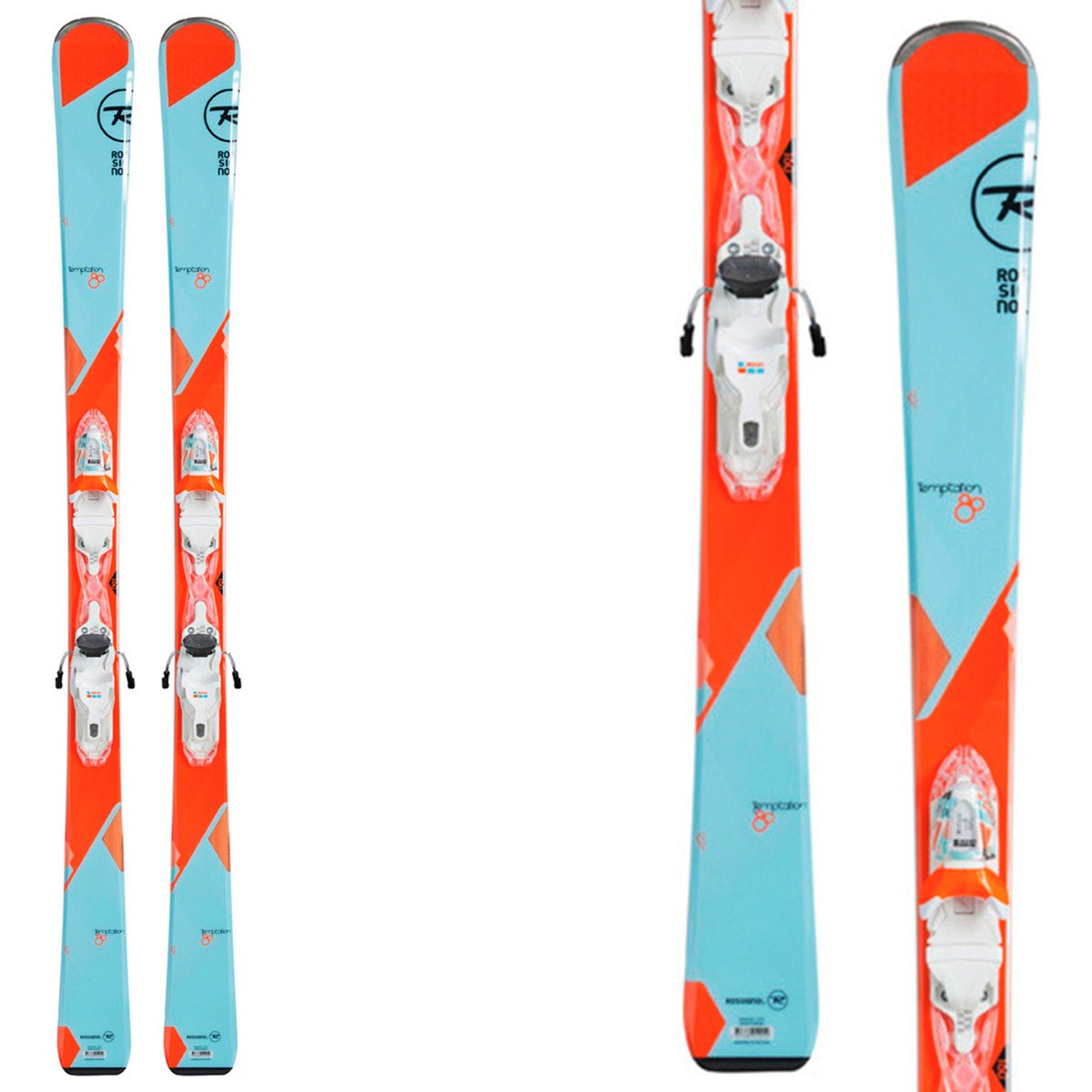 Sci Rossignol Temptation 80 + + attacchi Xpress W 11 B83 (Colore: azzurro-arancio, Taglia: 144)