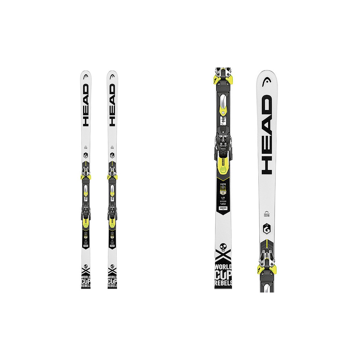 Sci Head WC Rebels iGS RD SW RP WCR14 + attacchi Freeflex Evo 20X RD (Colore: bianco-nero, Taglia: 193)