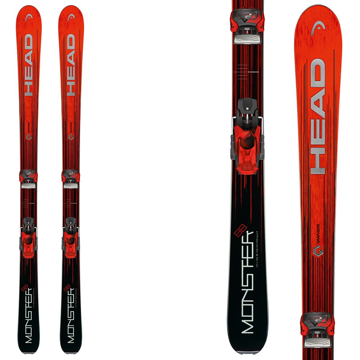 Sci Head Monster 88 Ti + attacchi Attack 13 GW BR 95 (Colore: nero-rosso, Taglia: 177)