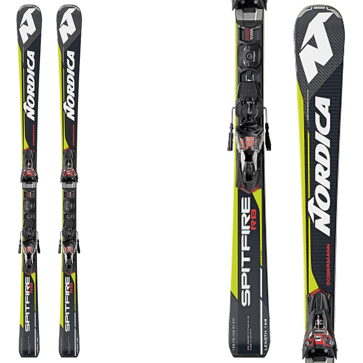 Sci Nordica Dobermann Spitfire Rb Evo + attacchi N Pro X-Cell Evo (Colore: nero-lime, Taglia: 162)