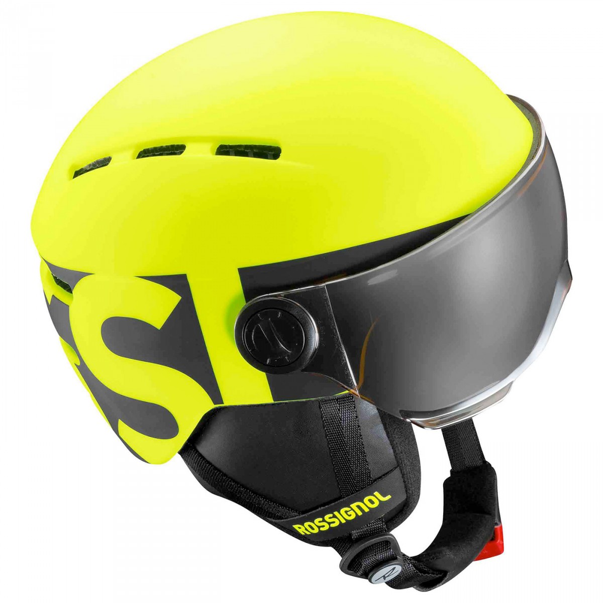 Casco sci Rossignol Visor Jr giallo (Colore: giallo fluo-nero, Taglia: 50/54)