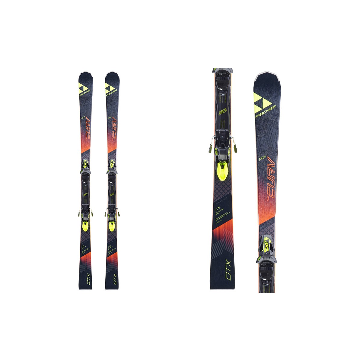 Sci Fischer RC4 The Curv DTX RT + attacchi RC4 Z12 RT (Colore: nero-rosso, Taglia: 178)