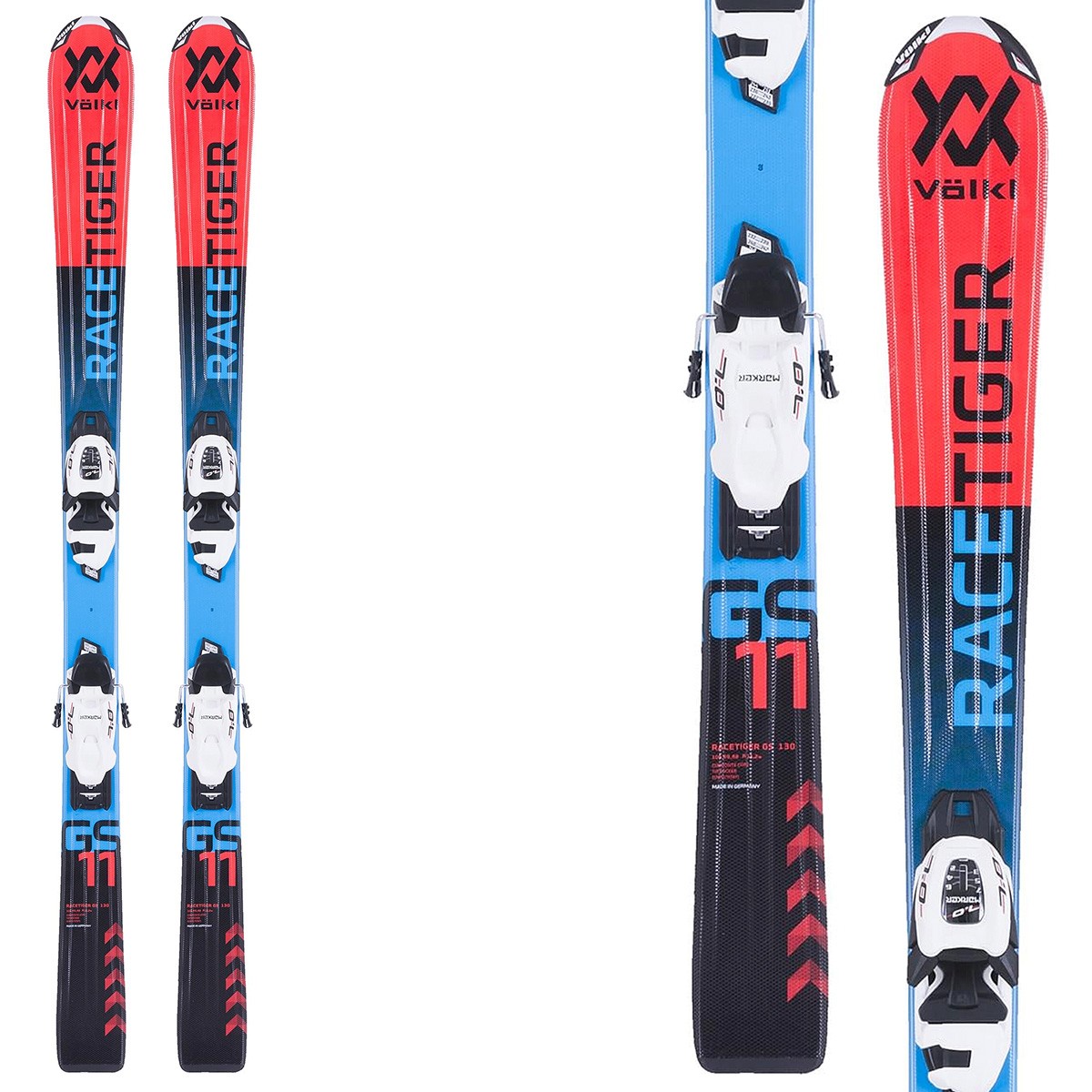 Sci Volkl Racetiger + attacchi Vmotion 4.5 (Colore: rosso-nero, Taglia: 80)