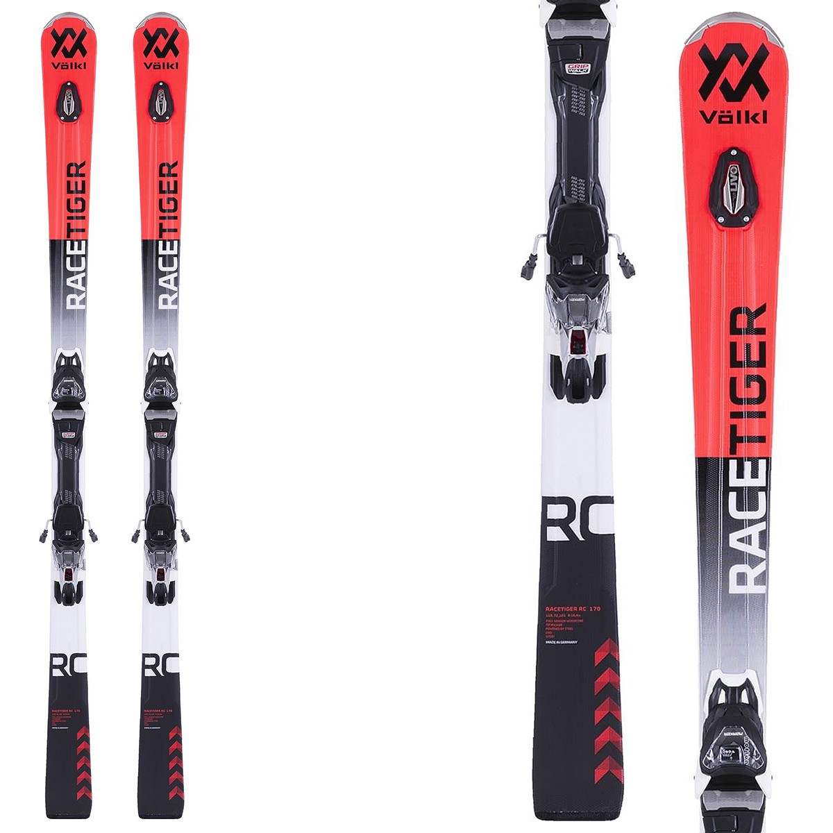 Sci Volkl Racetiger RC + attacchi vMotion 12 rosso (Colore: rosso-nero, Taglia: 170)