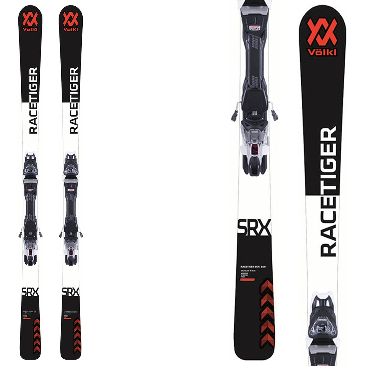 Sci Volkl Racetiger Srx + attacchi VMotion 11 Gw (Colore: nero-bianco, Taglia: 153)