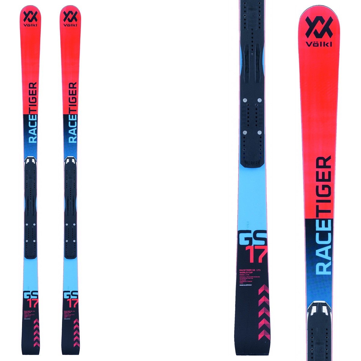 Sci Volkl RT GS R + attacchi Race Jr 10 (Colore: arancio-blu-nero, Taglia: 140)