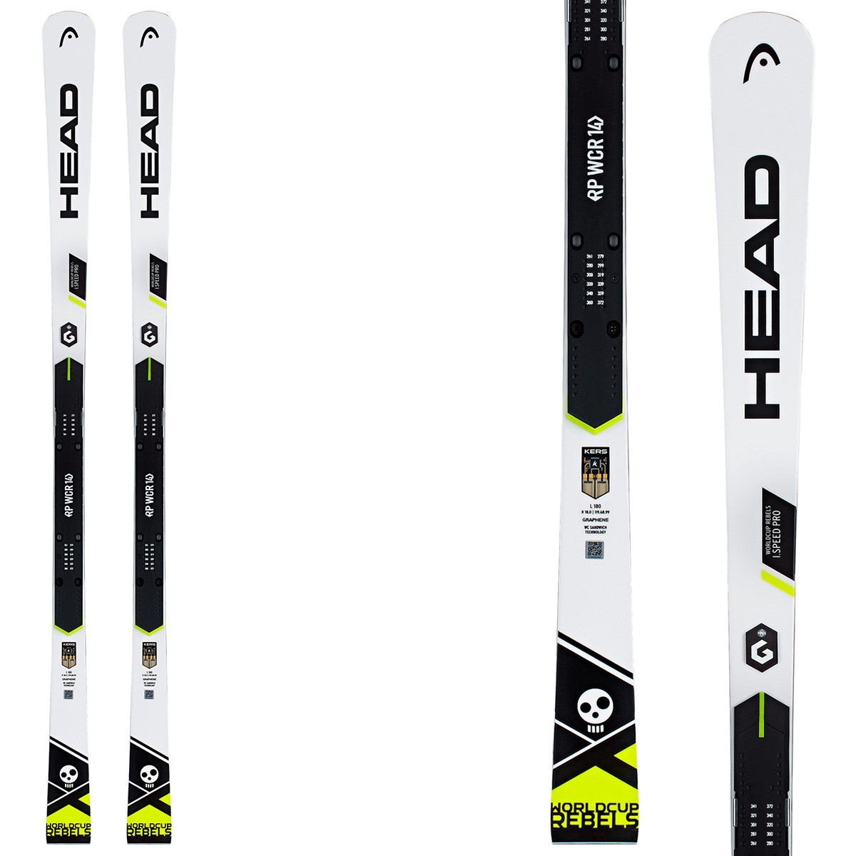 Sci Head WC Rebels iSpeed Pro + attacchi Freeflex Evo 16 Brake 85 (Colore: bianco-nero, Taglia: 170)