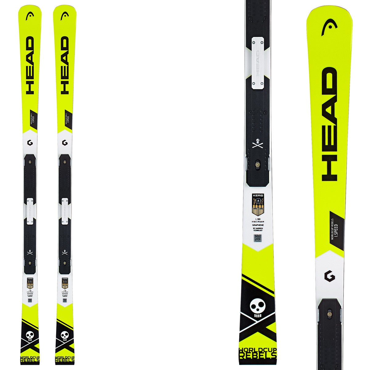 Sci Head WC Rebels iSpeed Rp Evo + attacchi Freeflex Evo 14 Brake 85 (Colore: giallo-nero, Taglia: 185)