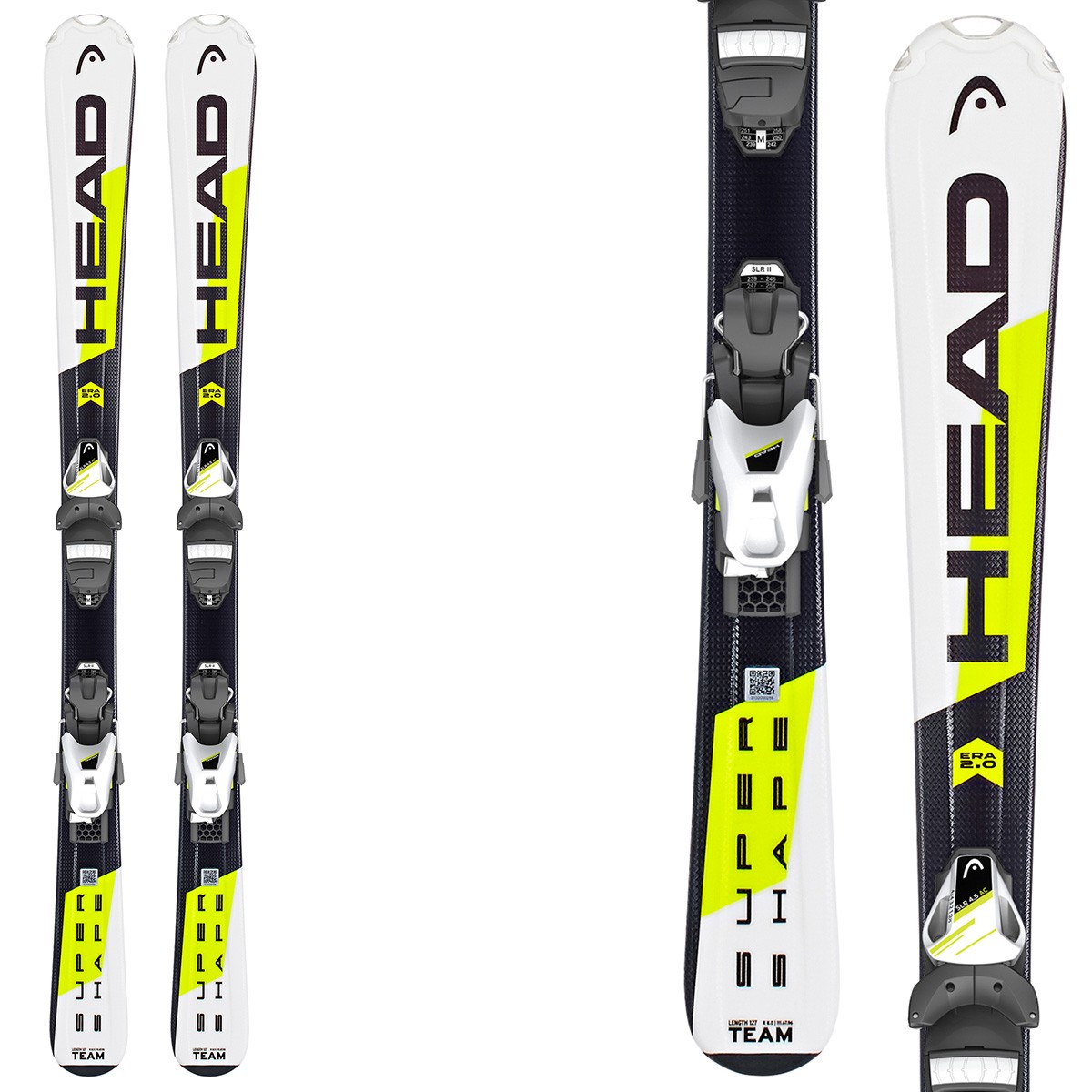 Sci Head Supershape Team SLR2 + attacchi SLR 4.5 AC Brake 74 (87-97) (Colore: bianco-nero-giallo, Taglia: 107)