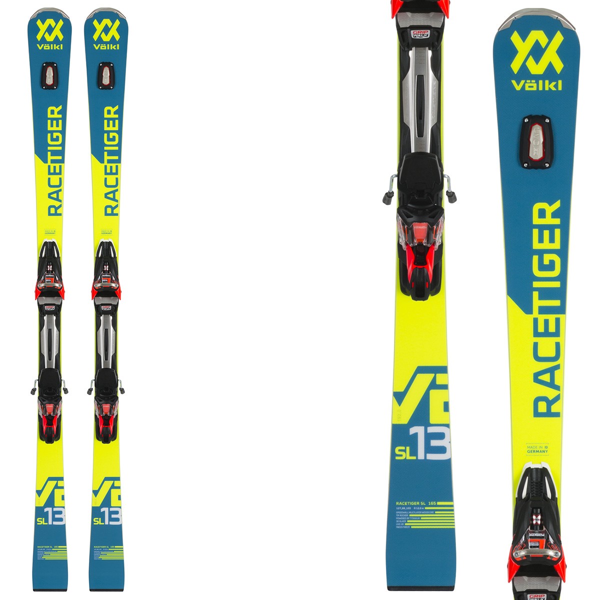 Sci Volkl Racetiger SL + attacchi RMotion2 12 (Colore: giallo-blu, Taglia: 150)