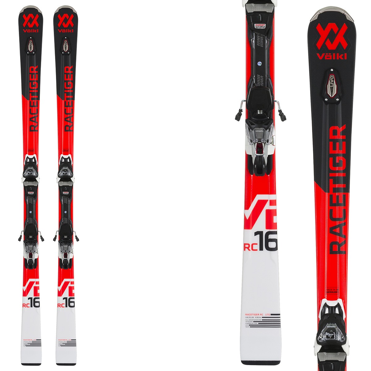 Sci Volkl Racetiger RC + attacchi VMotion 12 (Colore: rosso-nero, Taglia: 160)