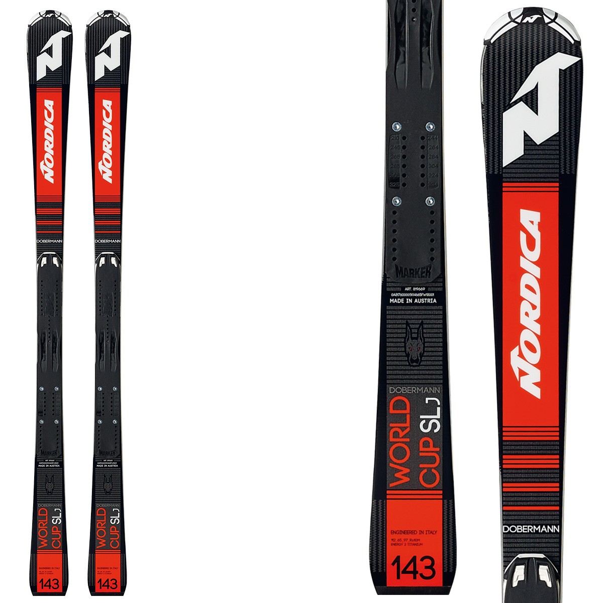Sci Nordica Dobermann Slj plate con attacchi Race 10 (Colore: nero-rosso, Taglia: 129)