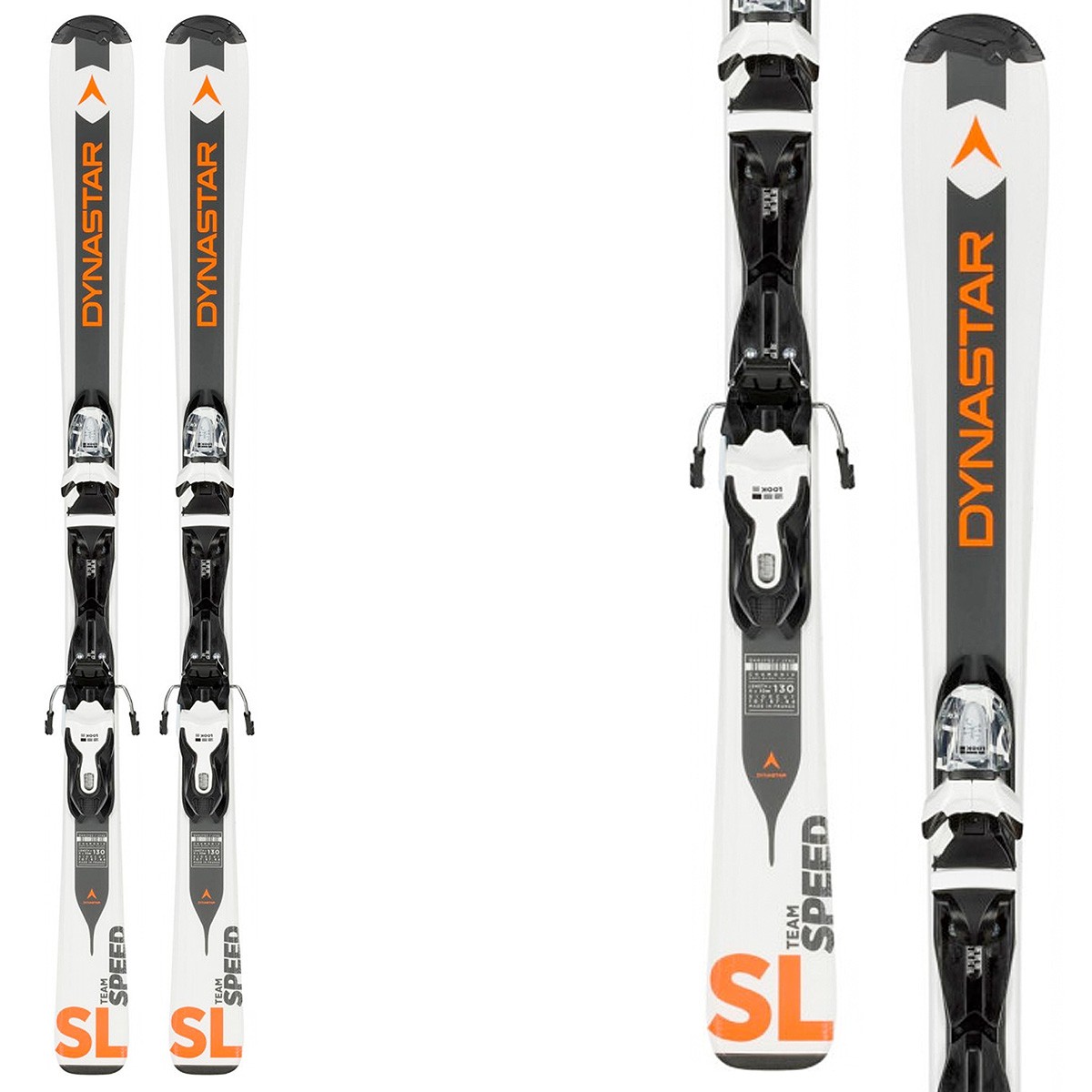 Sci Dynastar Team Speed (Xpress Jr) 130 -150 + attacchi Xpress Jr 7 B83 (Colore: bianco-nero-arancio, Taglia: 130)