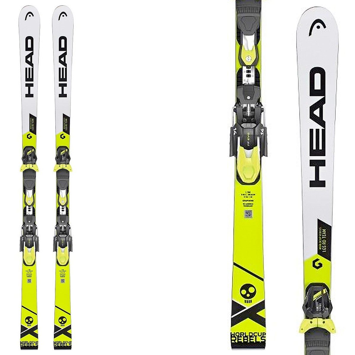 Sci Head WC Rebels iGS rd Team + attacchi Evo 9 ac jr Brake 78 (Colore: bianco-nero-giallo, Taglia: 124)