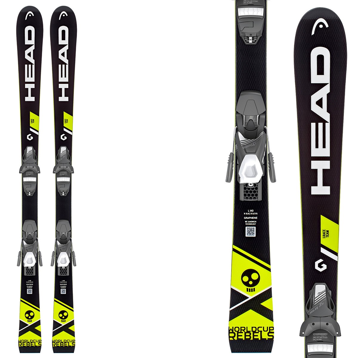 Sci Head WC iRace Team Slr 2 + attacchi Slr 7.5 Ac Brake 78 (Colore: nero-giallo, Taglia: 130)