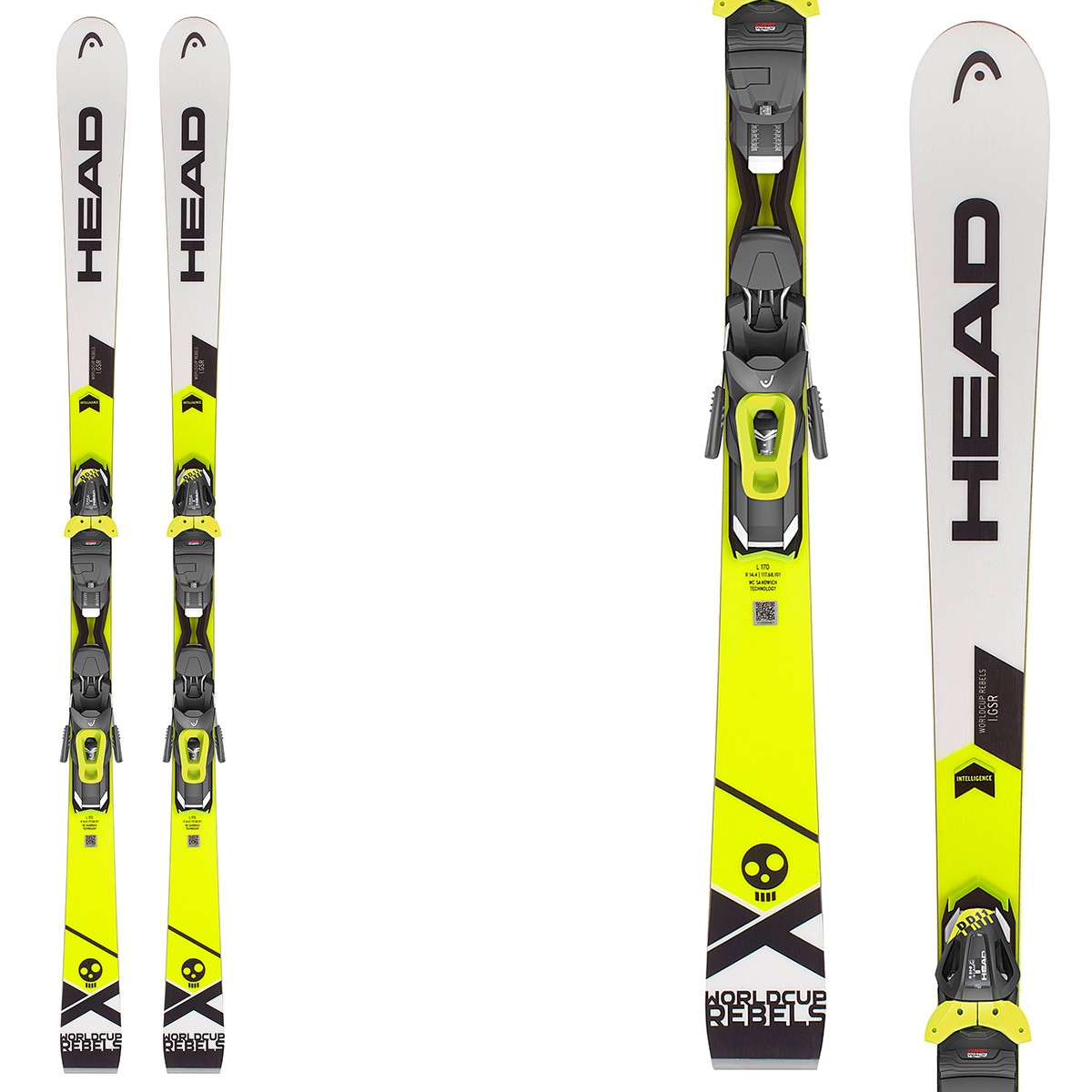 Sci Head WC Rebels i.GSR + attacchi Pr 11 Brake 78 (Colore: giallo-bianco, Taglia: 180)