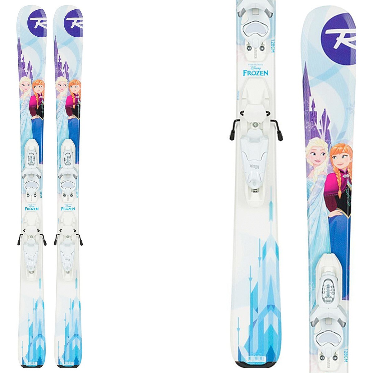 Sci Rossignol Frozen (KId-X) + attacchi Kid-X 4 B76 (Colore: fantasia, Taglia: 128)