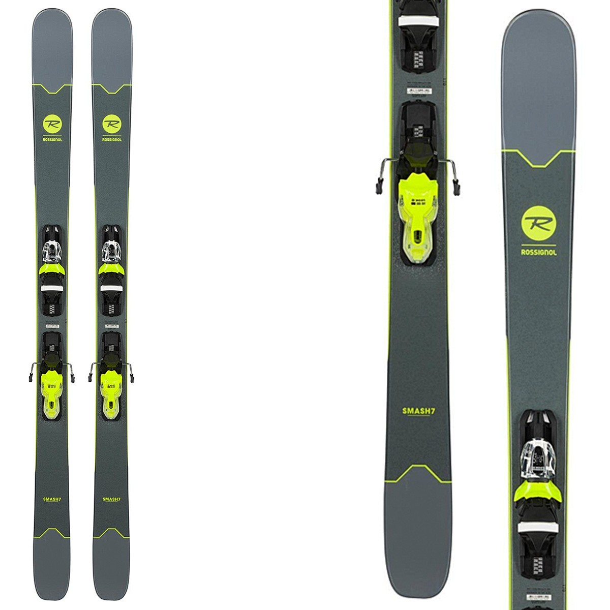 Sci Rossignol Smash 7 (xpress) + attacchi Xpress 10 B93 (Colore: grigio-giallo, Taglia: 150)