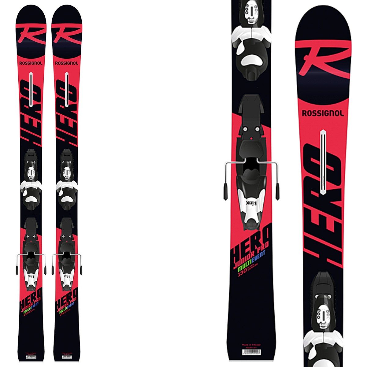 Sci Rossignol Hero Jr Multi Event + attacchi Kid-X 4 B76 (Colore: rosso-nero, Taglia: 130)