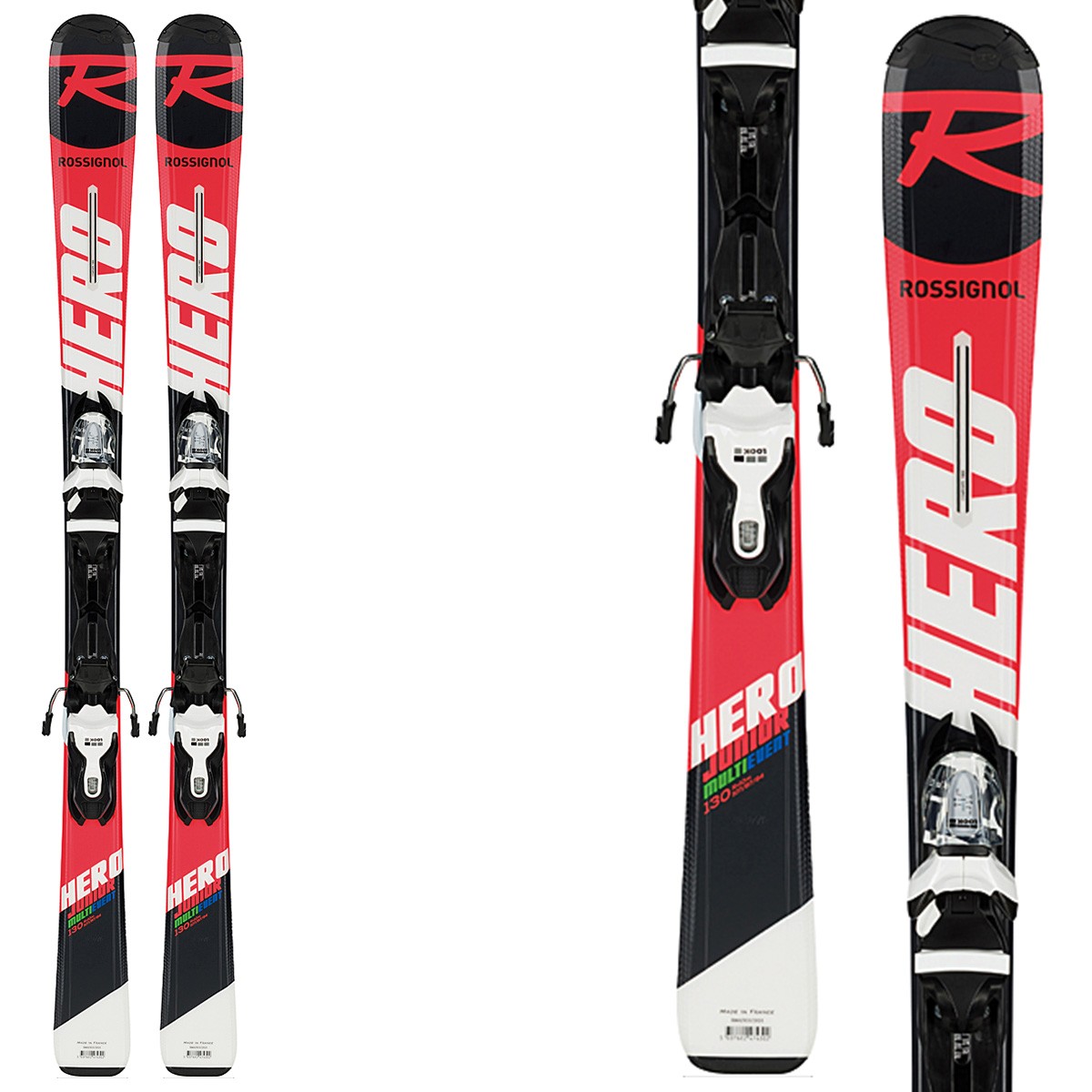 Sci Rossignol Hero Jr 130-150 + attacchi Xpress Jr 7 B83 (Colore: rosso-bianco-nero, Taglia: 150)