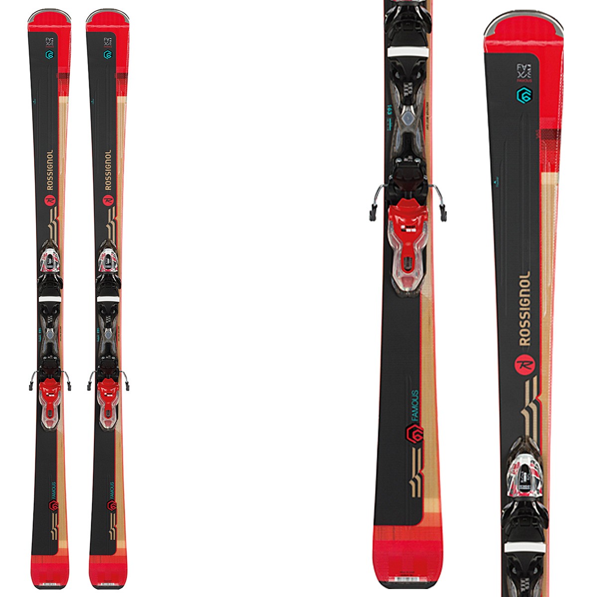 Sci Rossignol Famous 6 (xpress + attacchi Xpress W 11 B83 (Colore: nero-rosso-marrone, Taglia: 142)