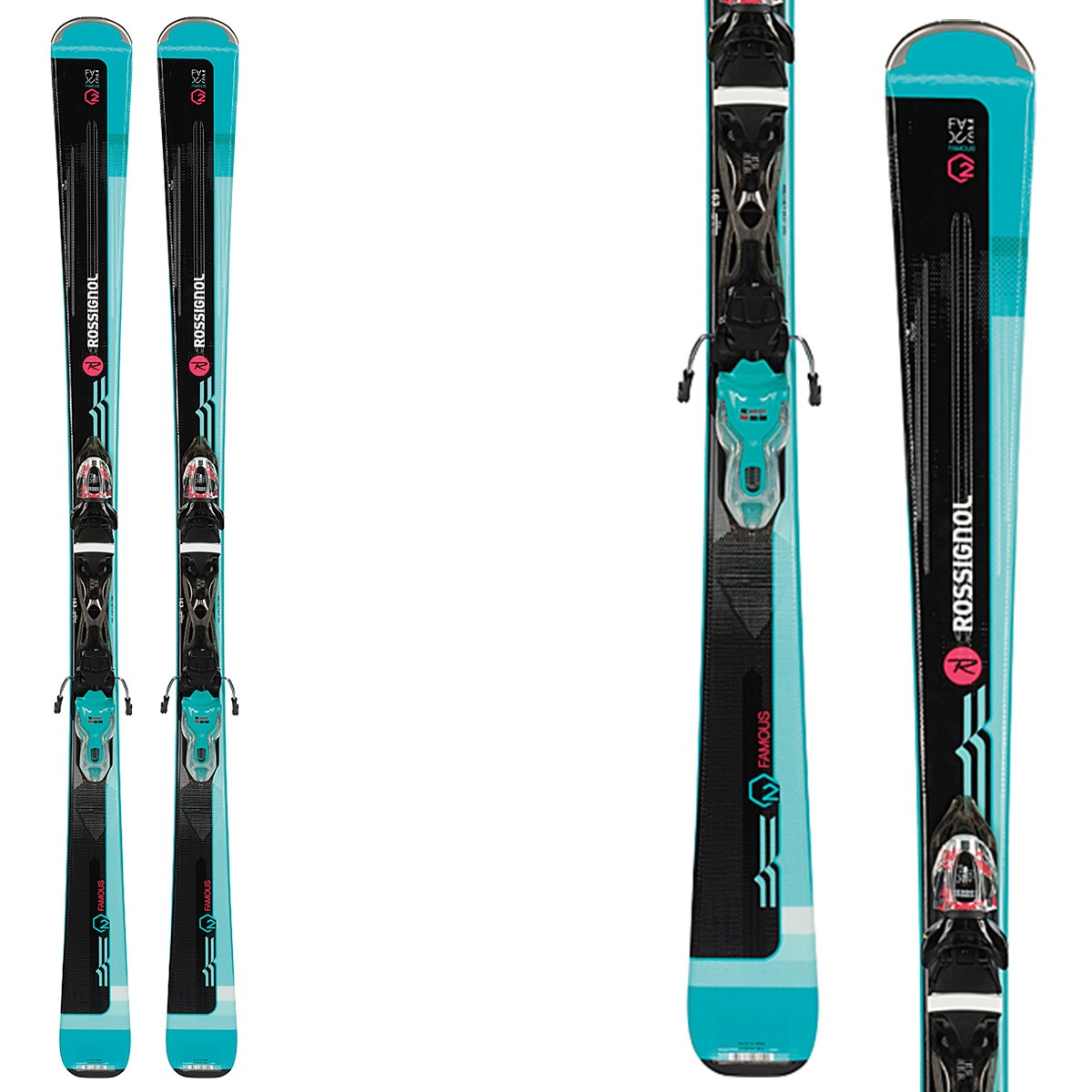 Sci Rossignol Famous 2 (Xpress) + attacchi Xpress W 10 B83 (Colore: nero-azzurro, Taglia: 142)