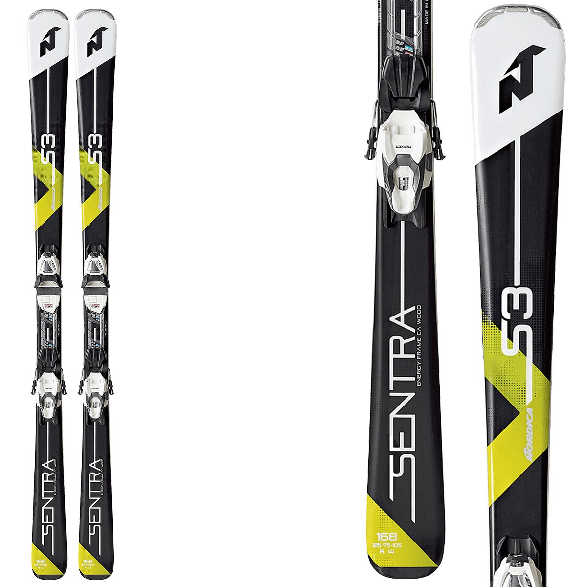 Sci Nordica Sentra S 3 Fdt + attacchi Tlt 10 Fdt (Colore: nero-verde, Taglia: 144)