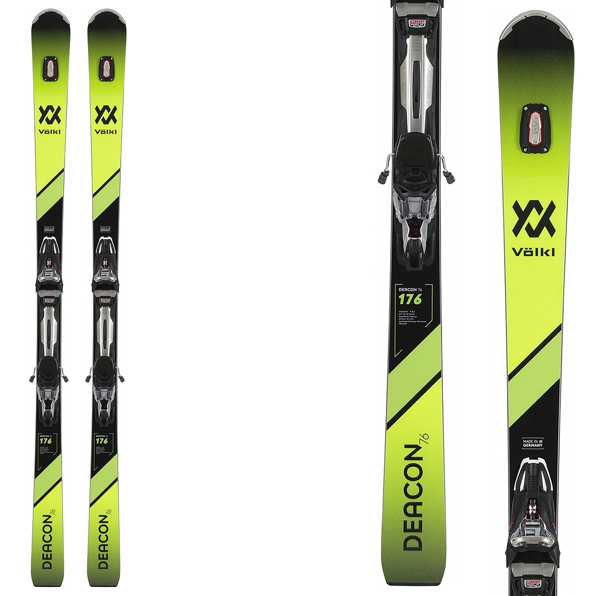 Sci Volkl Deacon 76 + attacchi RMotion 12 (Colore: verde-nero, Taglia: 176)