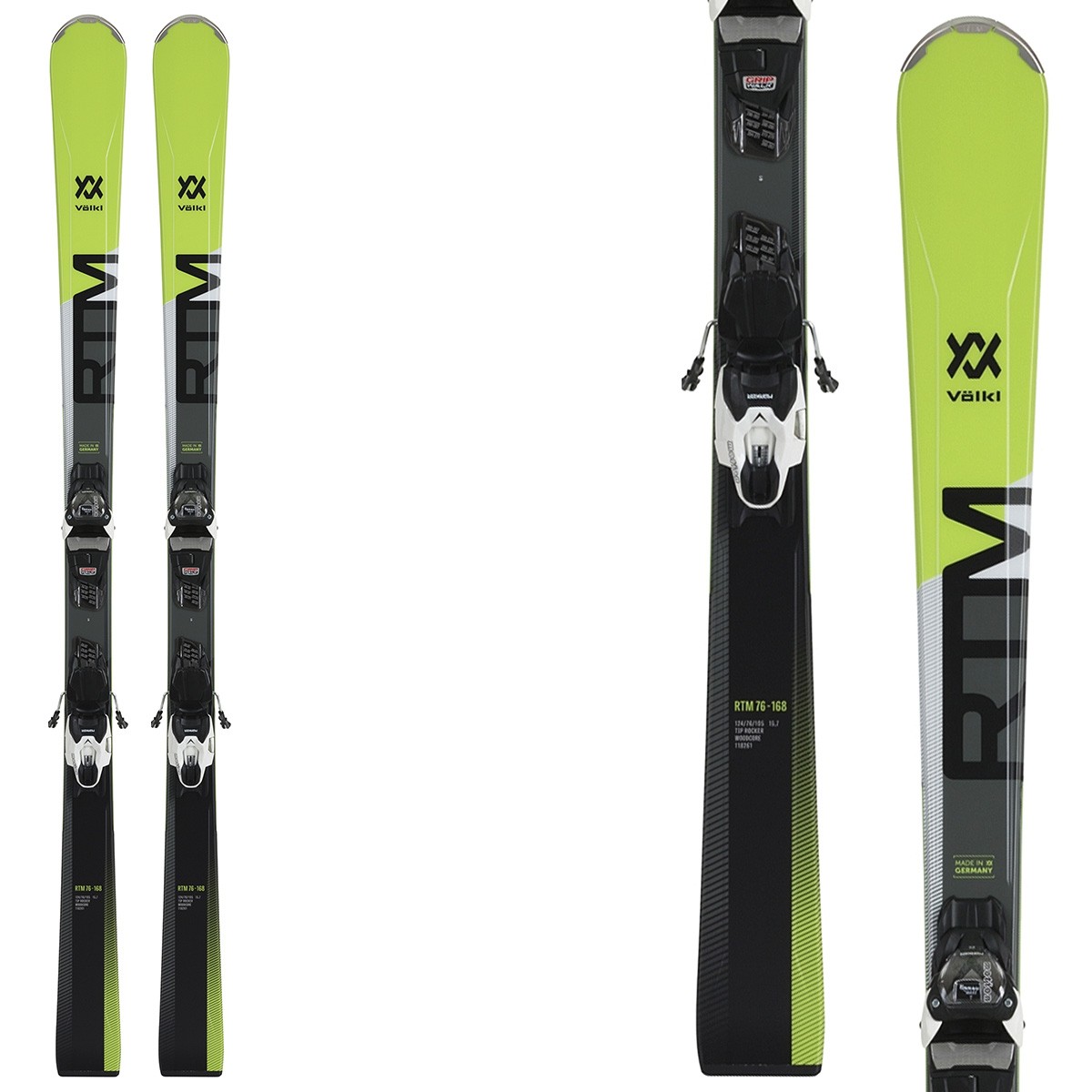 Sci Volkl Rtm 76 + attacchi VMotion 10 (Colore: grigio-verde, Taglia: 175)