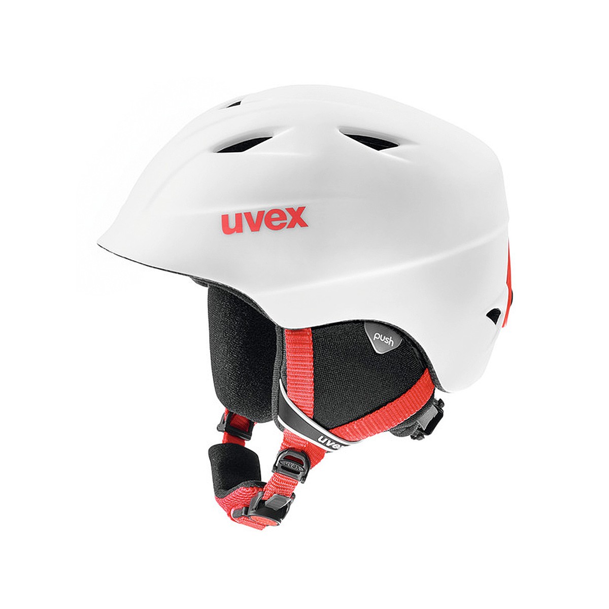 Casco sci + maschera Uvex Airwing (Colore: bianco-rosso, Taglia: 52/54)