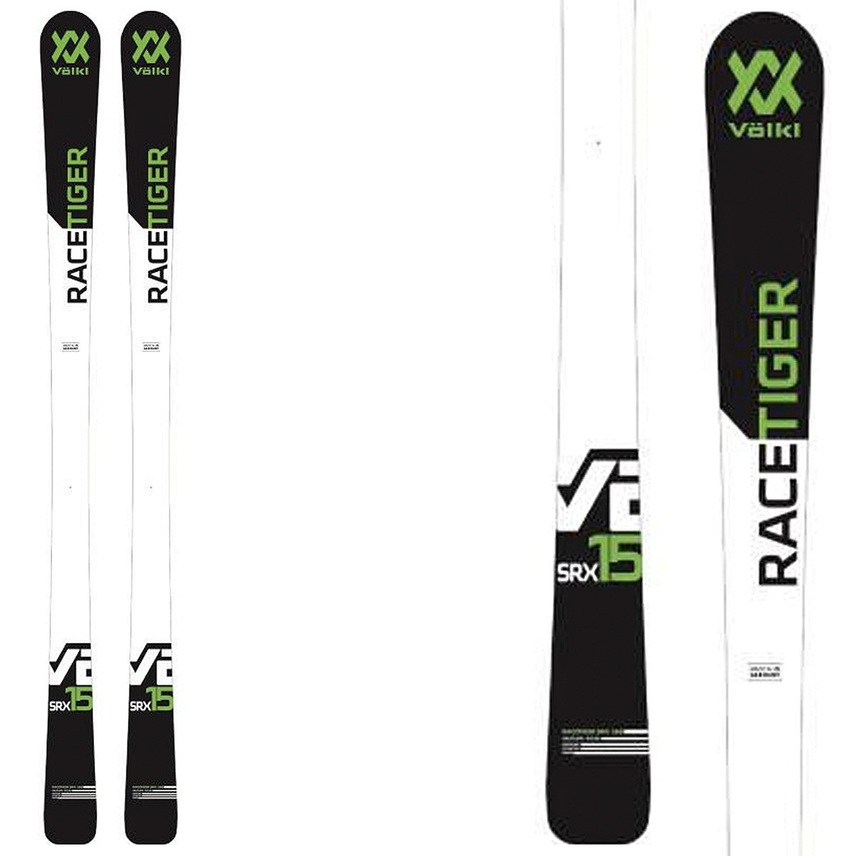 Sci Volkl Racetiger SRX + attacchi VMotion 11 (Colore: nero-verde, Taglia: 163)