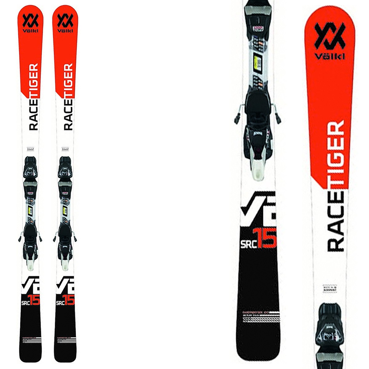 Sci Volkl Racetiger SRC + attacchi VMotion 11 (Colore: rosso-bianco-nero, Taglia: 163)