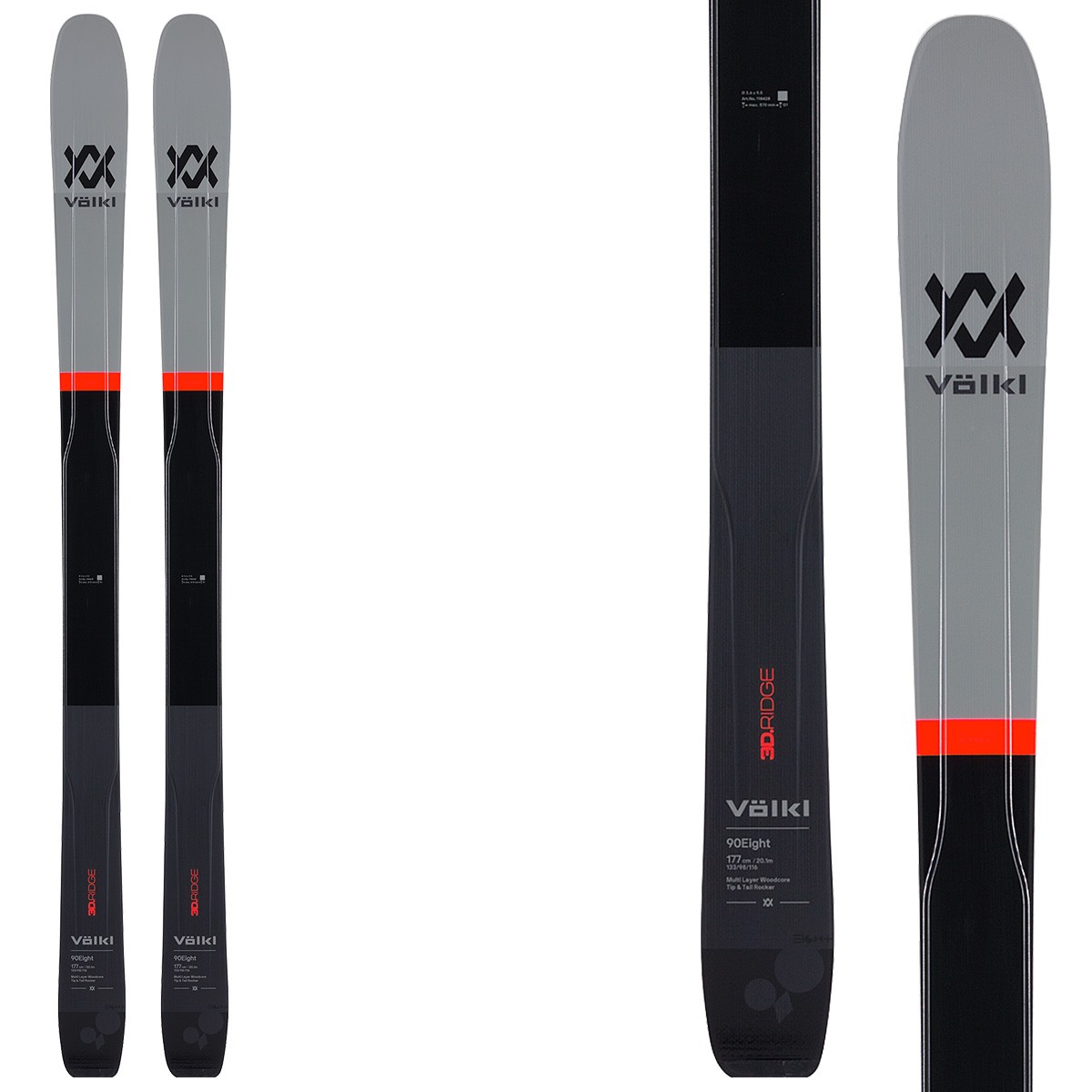 Sci Volkl 90 Eight (Colore: nero-grigio, Taglia: 170)