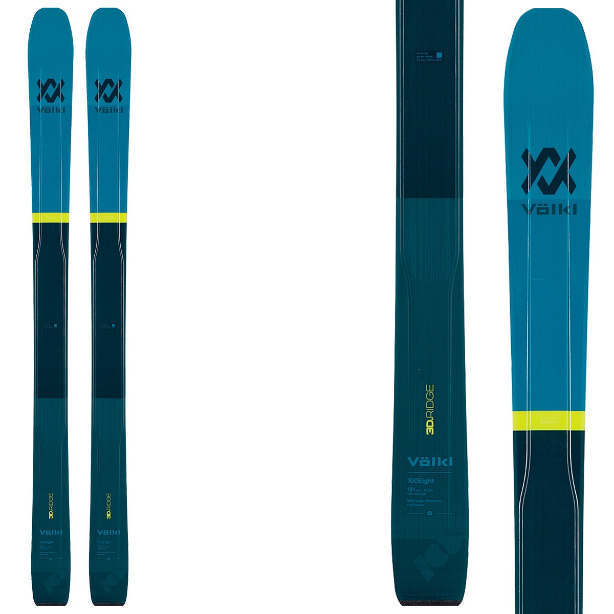Sci Volkl 100 Eight Flat (Colore: nero-blu, Taglia: 189)