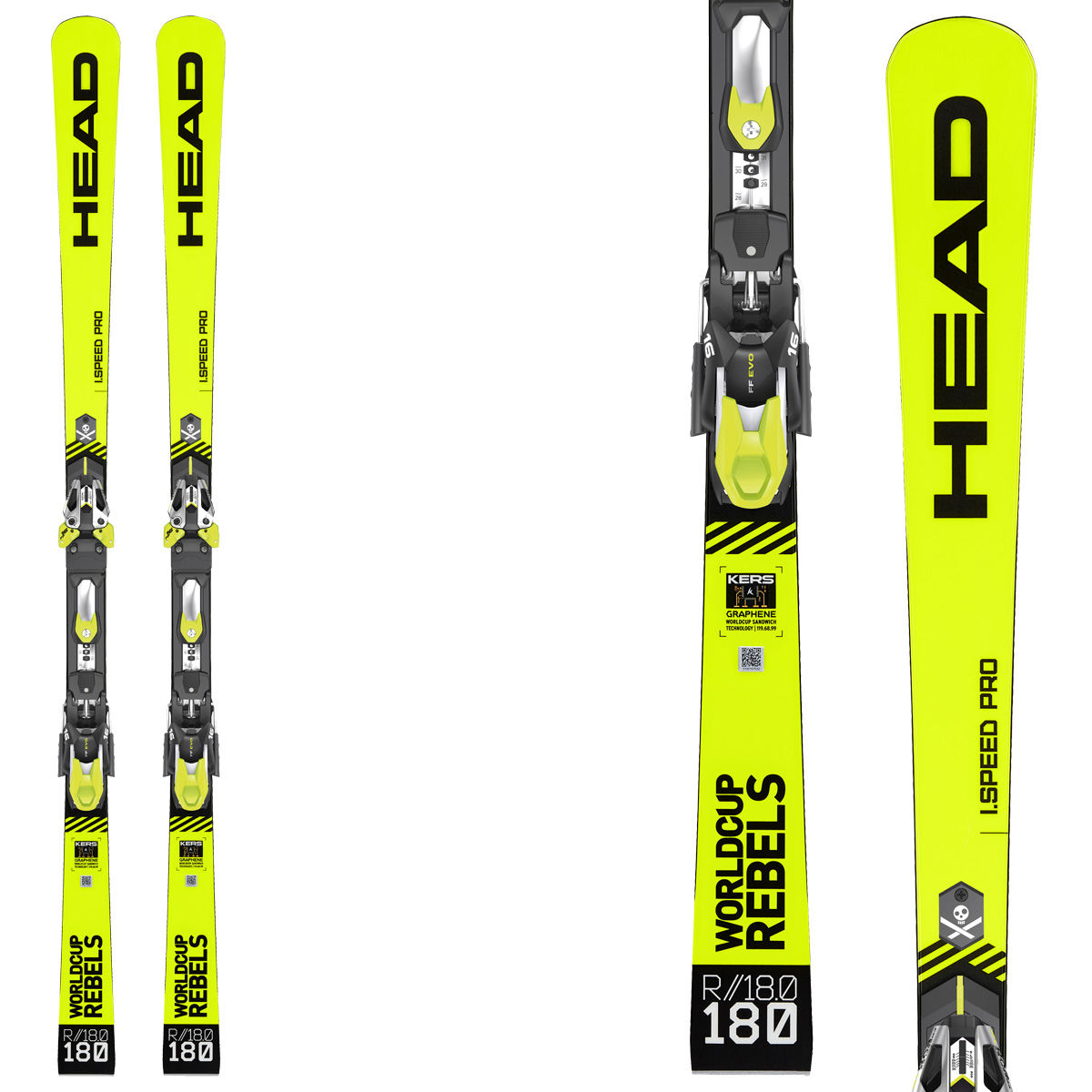 Sci Head Wc Rebels iSpeed Pro Sw con attacchi Freeflex Evo 16 brake 85 (Colore: giallo, Taglia: 180)