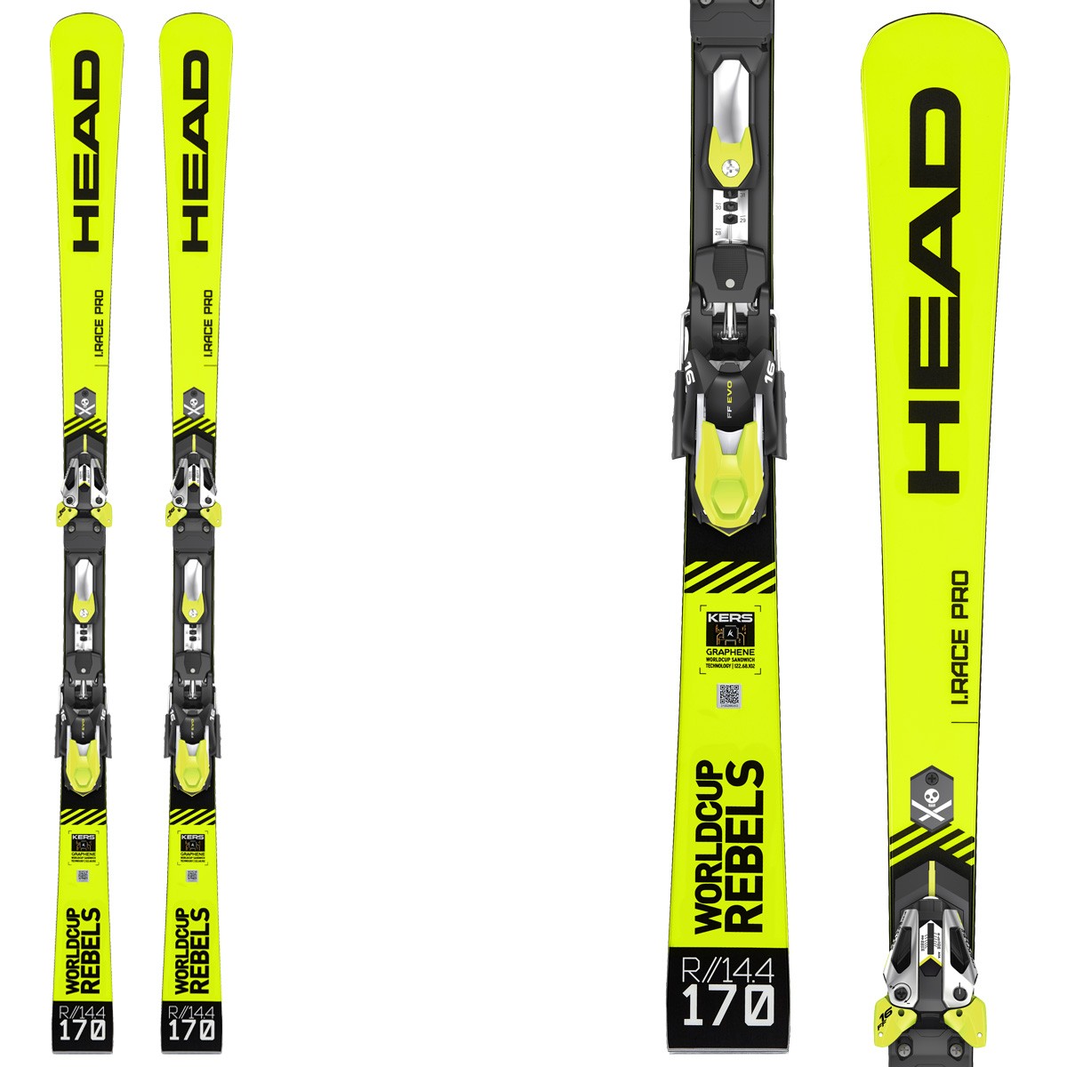 Sci Head Wc Rebels i.Race Pro Sw + attacchi Freeflex Evo 16 brake 85 (Colore: giallo, Taglia: 180)