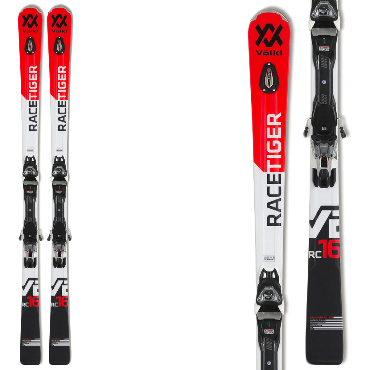Sci Volkl Racetiger Rc + attacchi VMotion 12 (Colore: rosso, Taglia: 160)