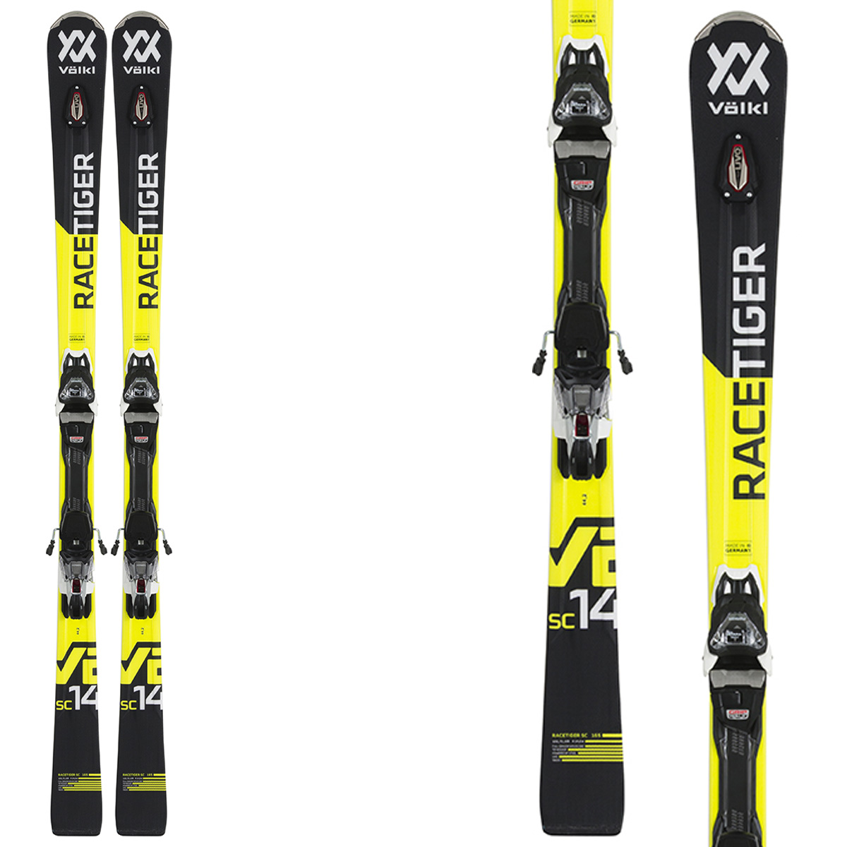 Sci Volkl Racetiger Sc + attacchi VMotion 12 (Colore: nero, Taglia: 165)