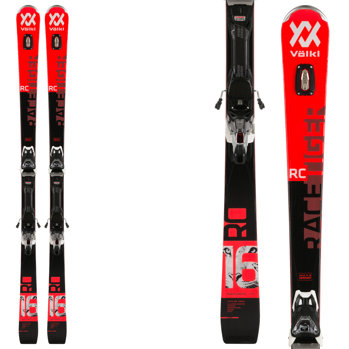 Sci Völkl Racetiger RC + attacchi VMotion 12 (Colore: arancio-nero, Taglia: 170)