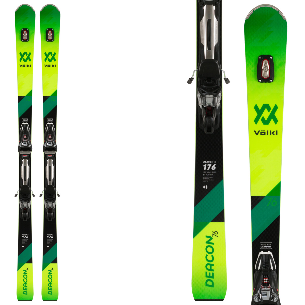 Sci Volkl Deacon 76 con attacchi RMotion 12 (Colore: verde-nero, Taglia: 171)