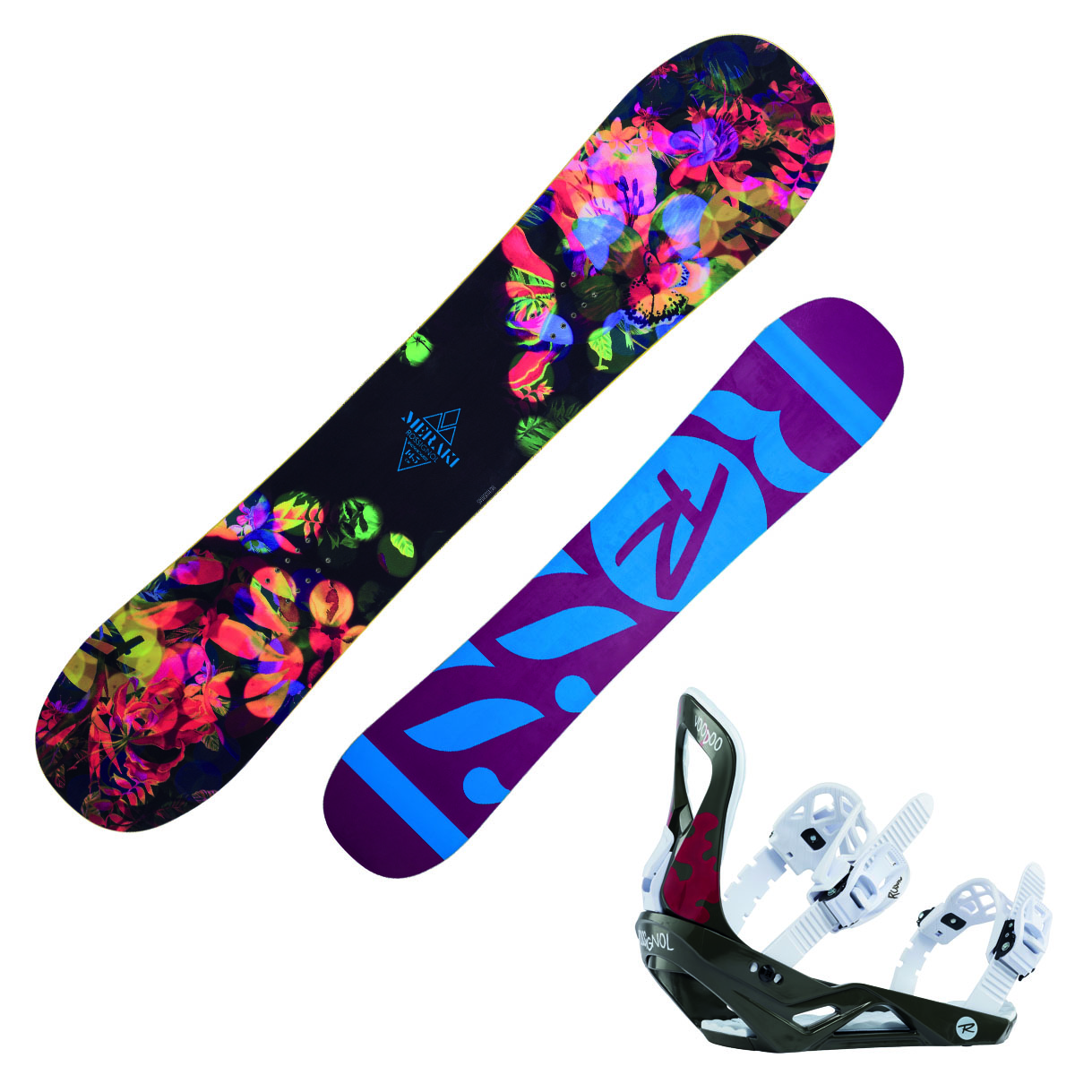 Snowboard Rossignol Meraki + attacchi Voodoo S/M (Colore: fantasia, Taglia: 150)