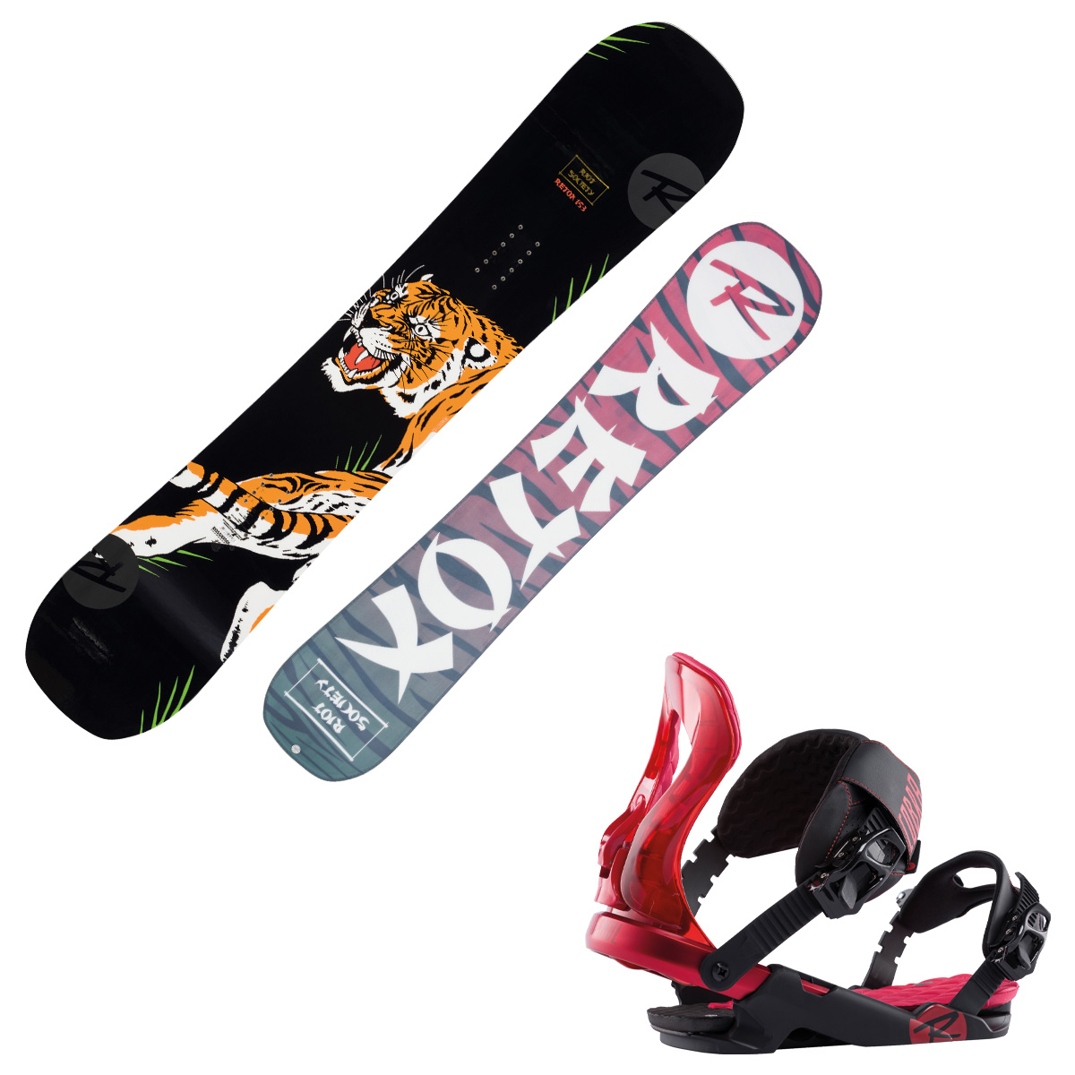 Snowboard Rossignol Retox con attacchi Cobra M/L (Colore: nero fantasia, Taglia: 156)