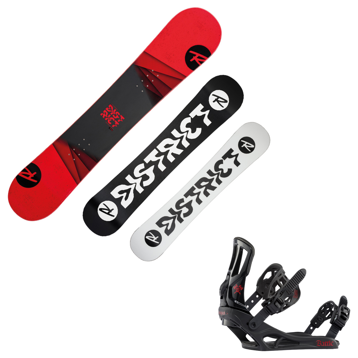 Snowboard Rossignol District con attacchi Battle M/L (Colore: nero-rosso, Taglia: 161)
