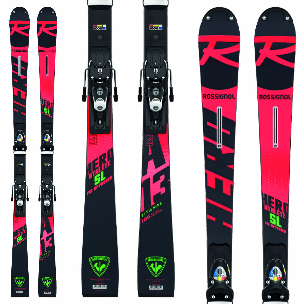 Sci Rossignol Hero Athlete Fis SL J con attacchi Spx 15 (Colore: rosso-nero, Taglia: 157)